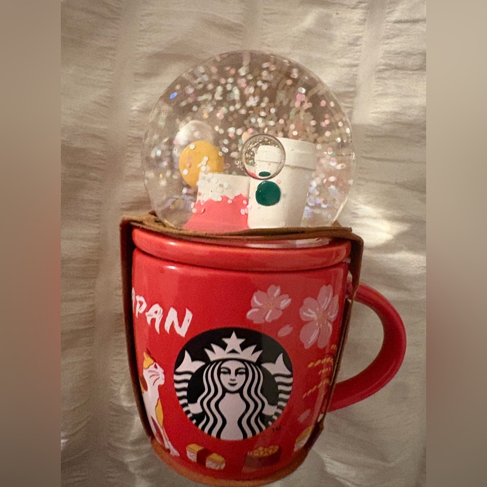 Starbucks Japan Collectible Snow Globe & Mini Mug 89ml Limited Sakura Mt. Fuji